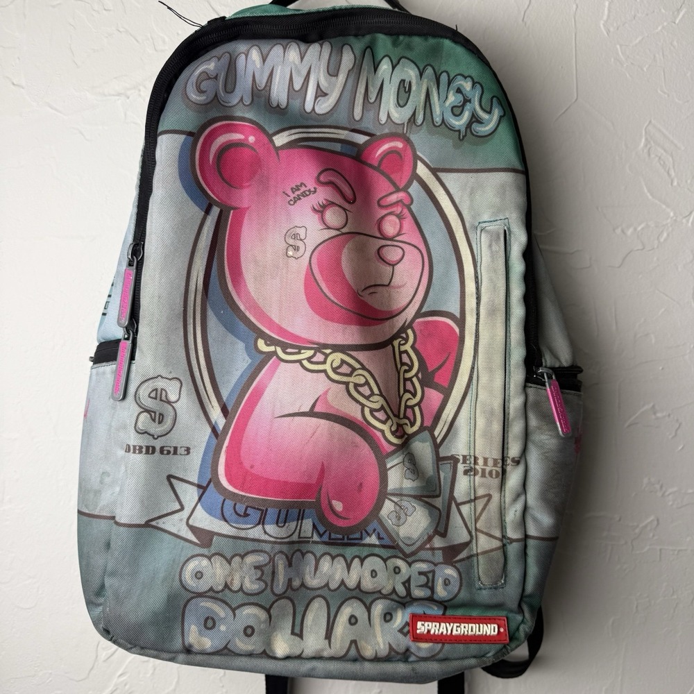 Sprayground Gummy Money Backpack Limited Edition Pink Bear Money Graphic Rare